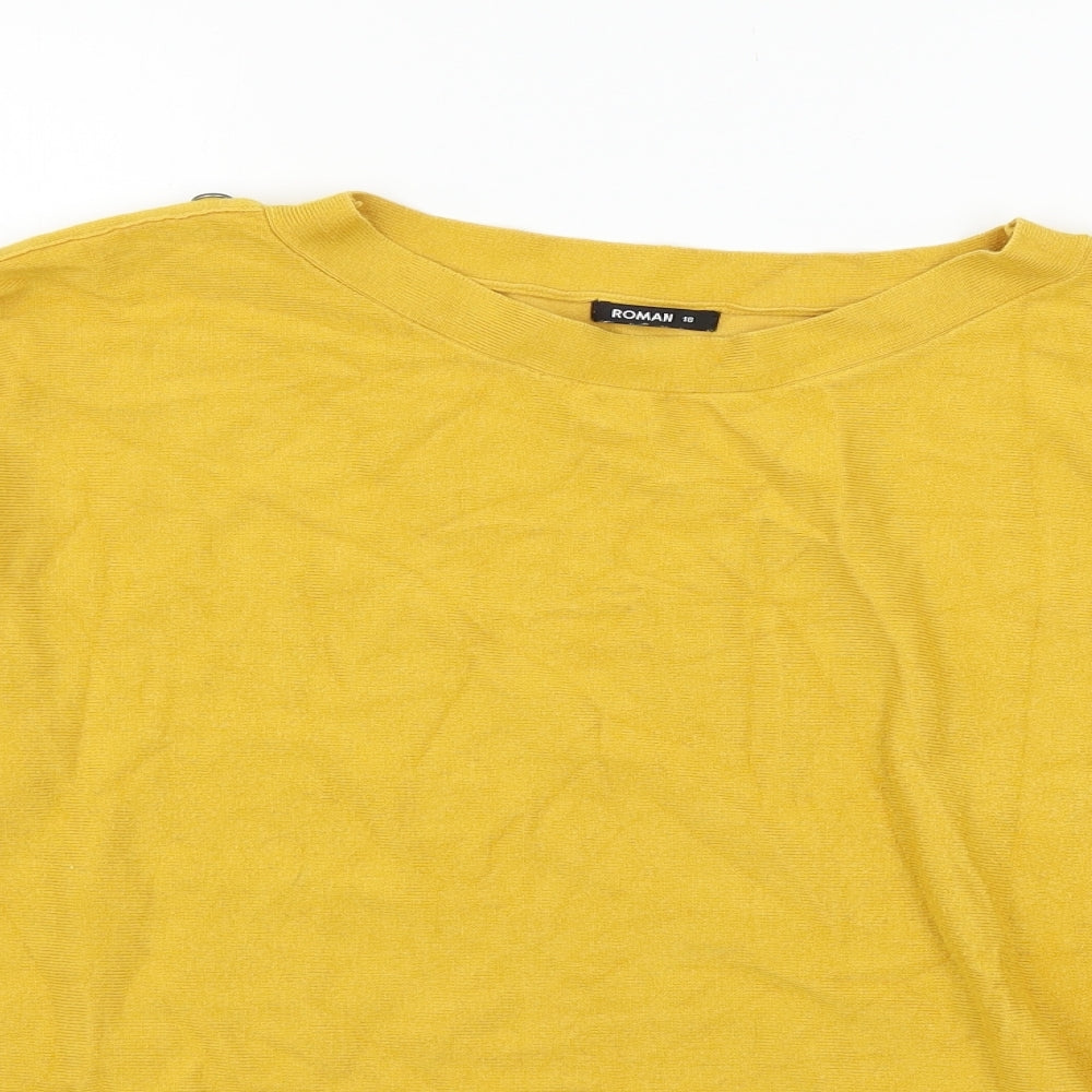 Roman Womens Yellow  Knit Pullover Jumper Size 18