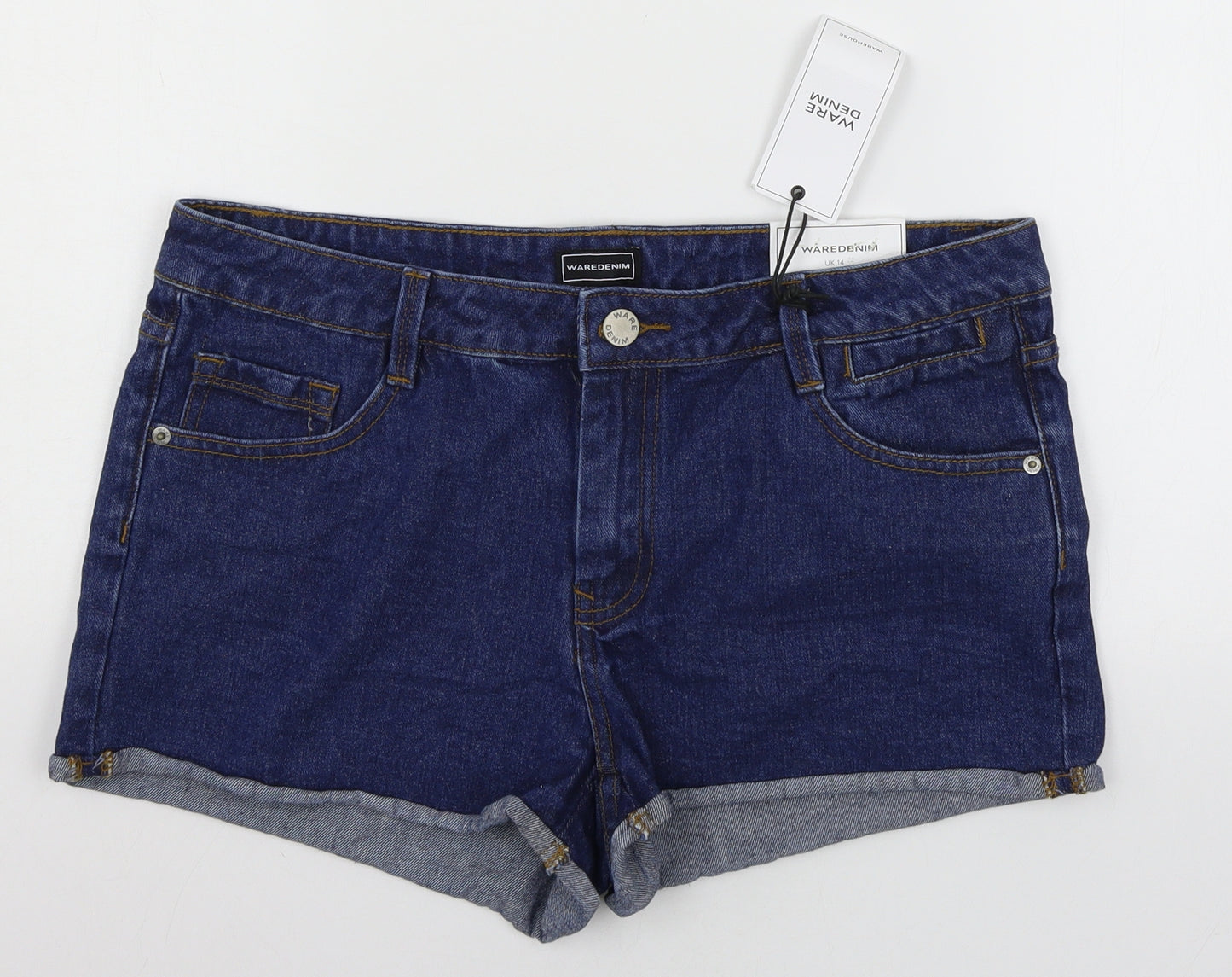Warehouse Womens Blue  Denim Hot Pants Shorts Size 14