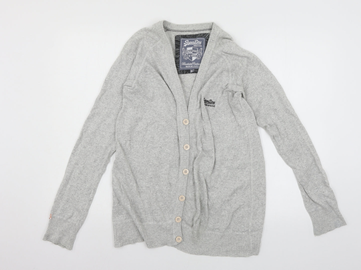 Superdry Mens Grey  Knit Cardigan Jumper Size S