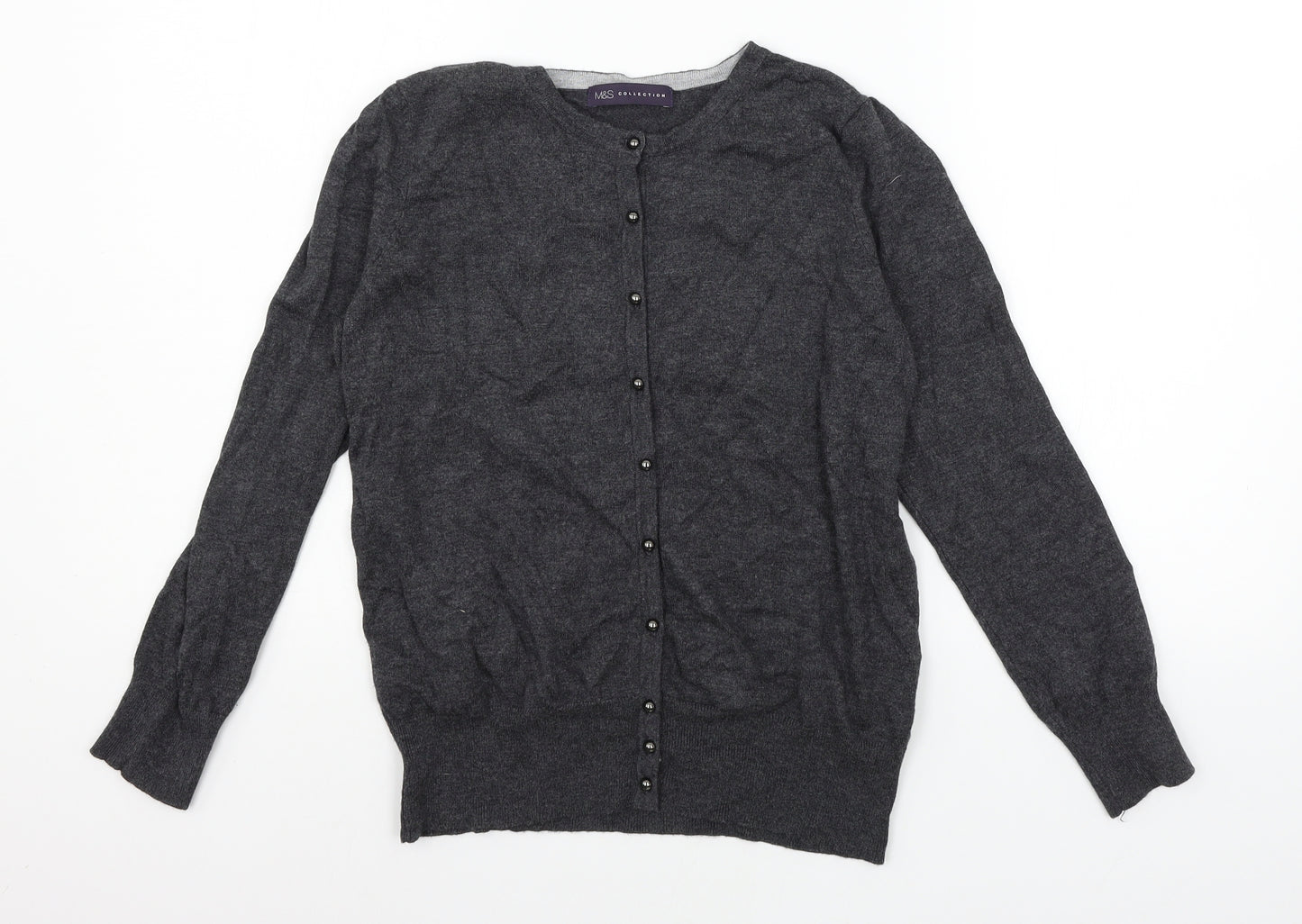 Marks and Spencer Womens Grey  Knit Cardigan Jumper Size 12