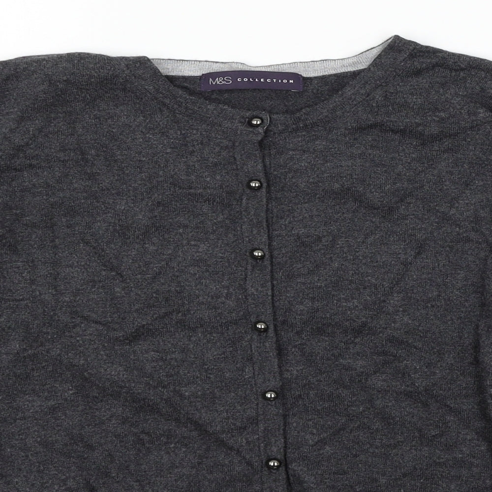 Marks and Spencer Womens Grey  Knit Cardigan Jumper Size 12