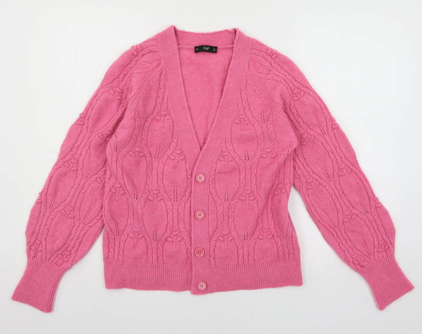 F&F Womens Pink  Knit Cardigan Jumper Size S