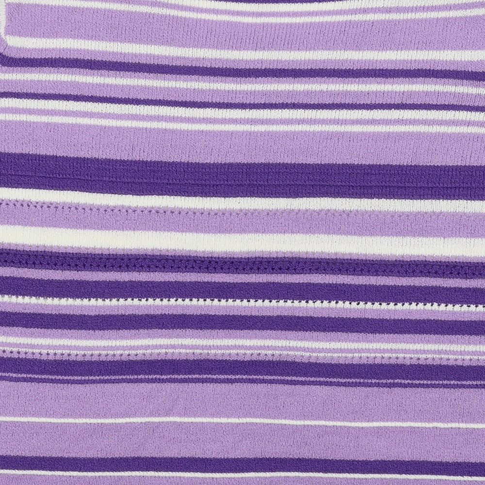 Bonmarché Womens Purple Striped Knit Pullover Jumper Size XL