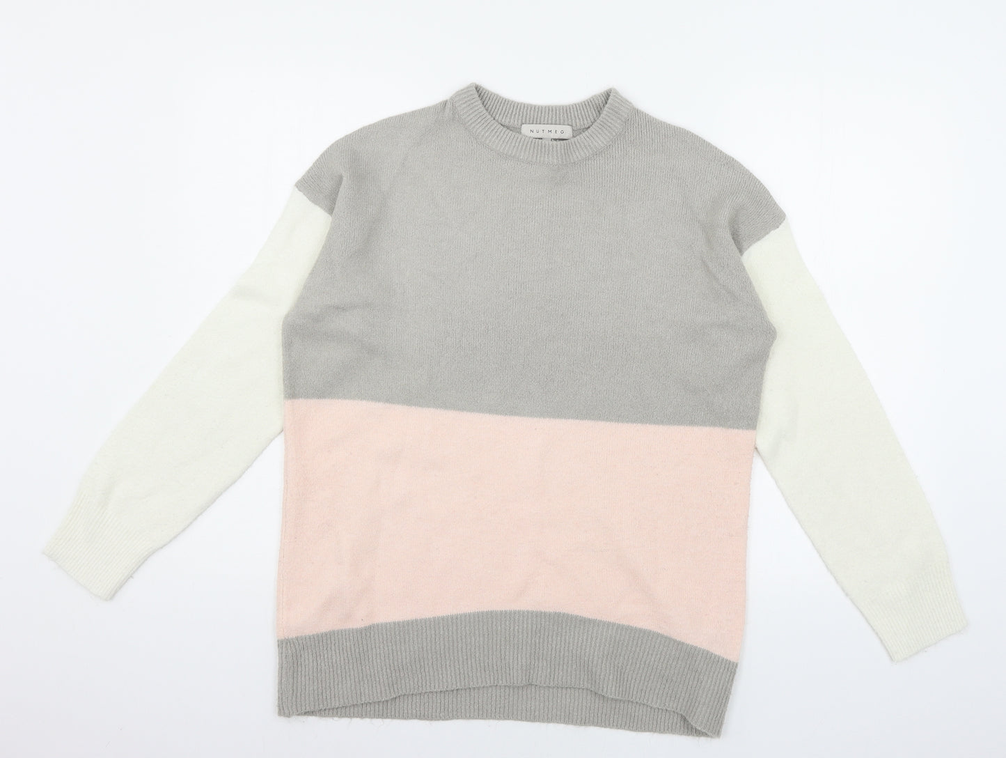 Nutmeg Womens Pink Geometric Knit Pullover Jumper Size 12