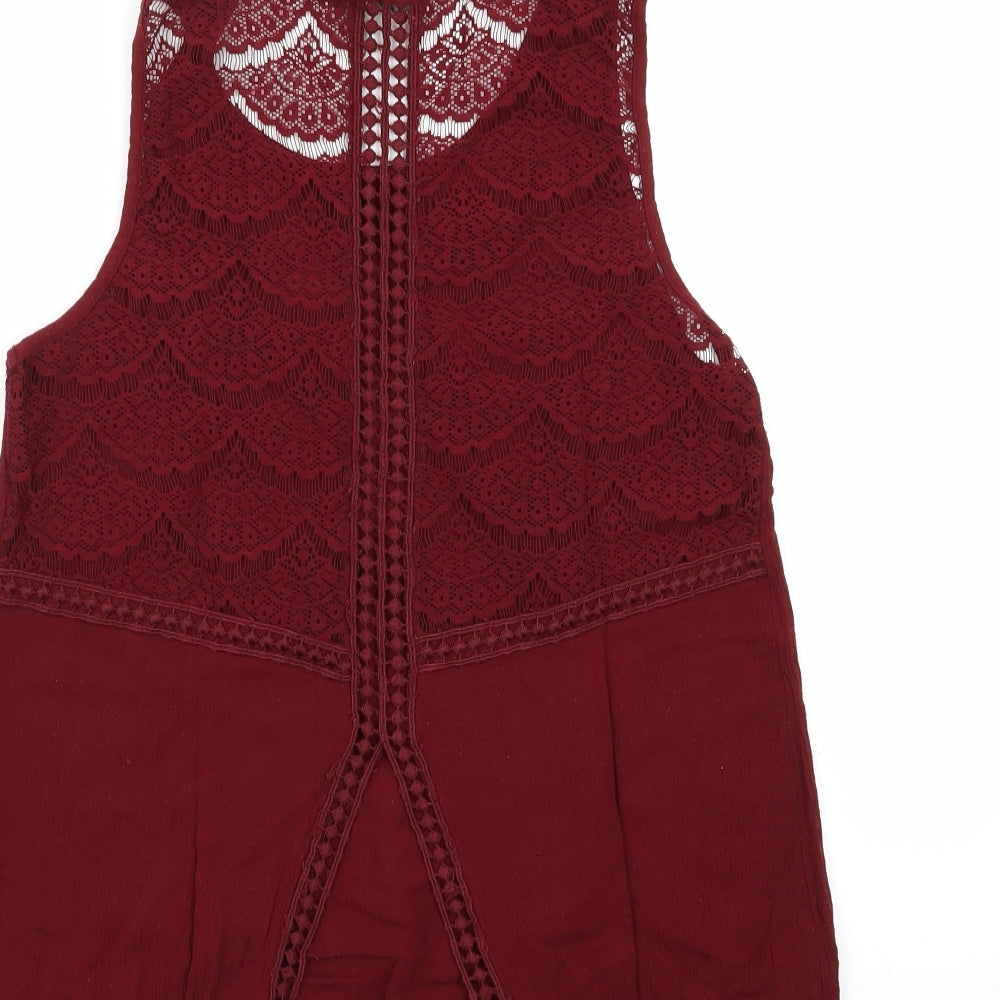 Primark Womens Red Geometric  Basic Tank Size 10