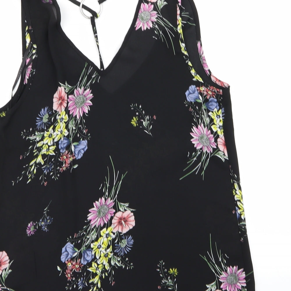 Primark Womens Black Floral  Basic Blouse Size 8
