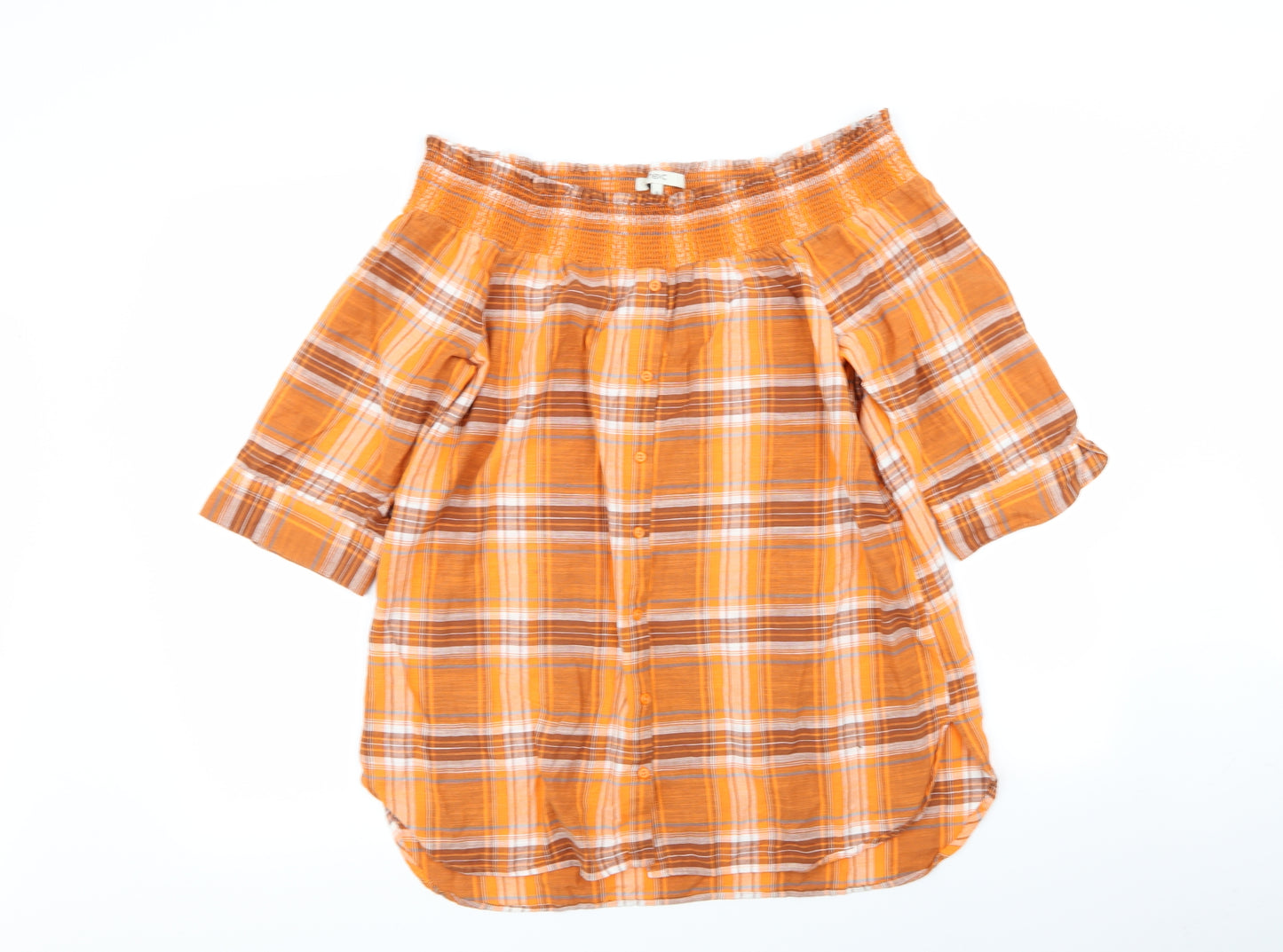 NEXT Womens Orange Check  Basic Blouse Size 16