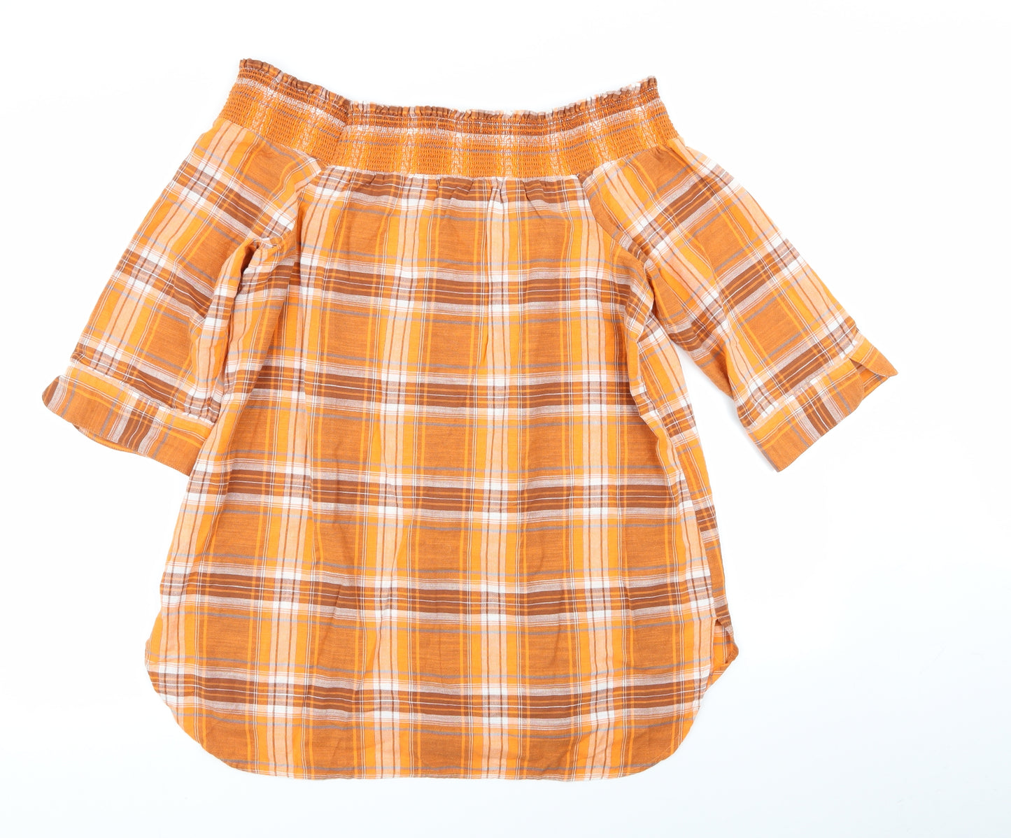 NEXT Womens Orange Check  Basic Blouse Size 16