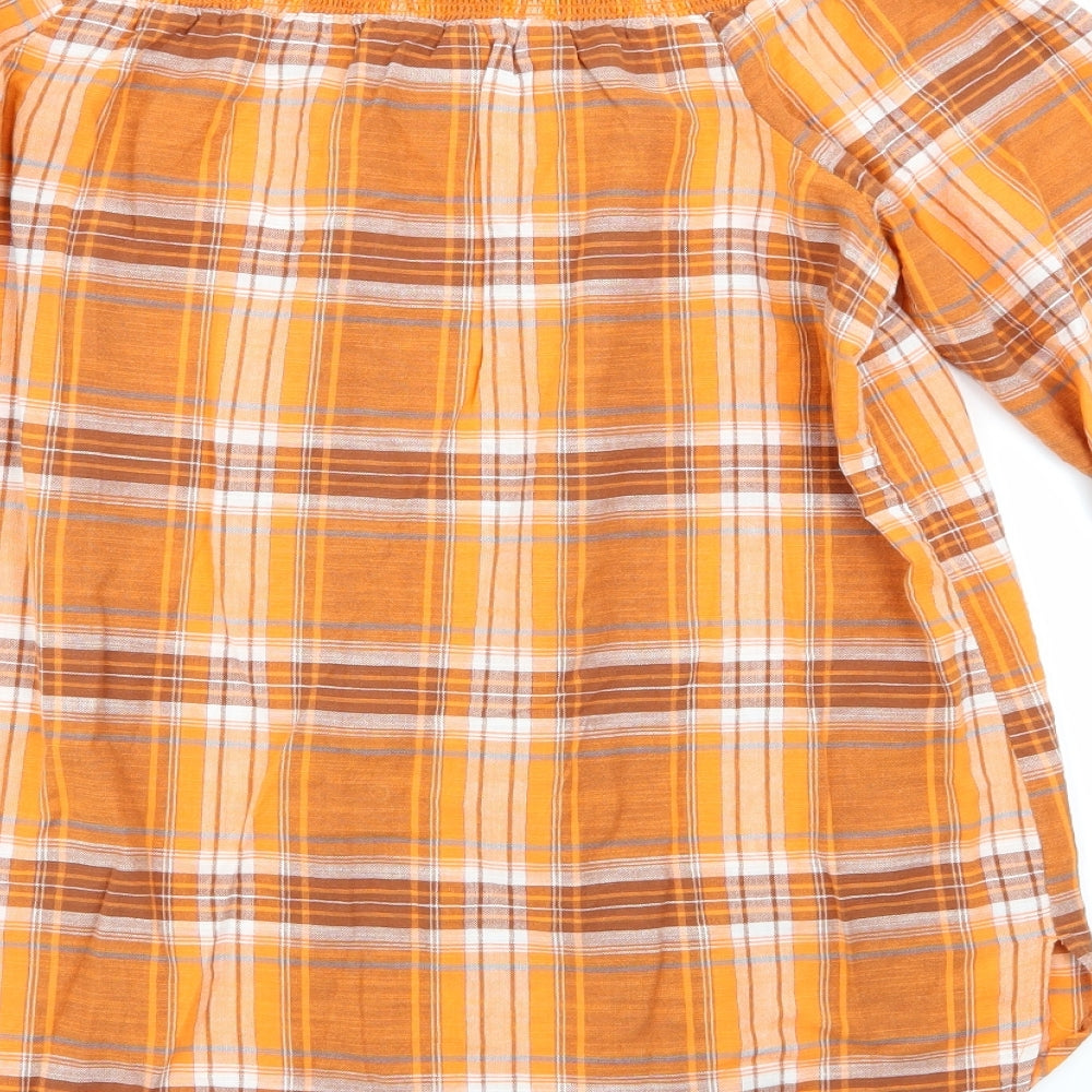 NEXT Womens Orange Check  Basic Blouse Size 16