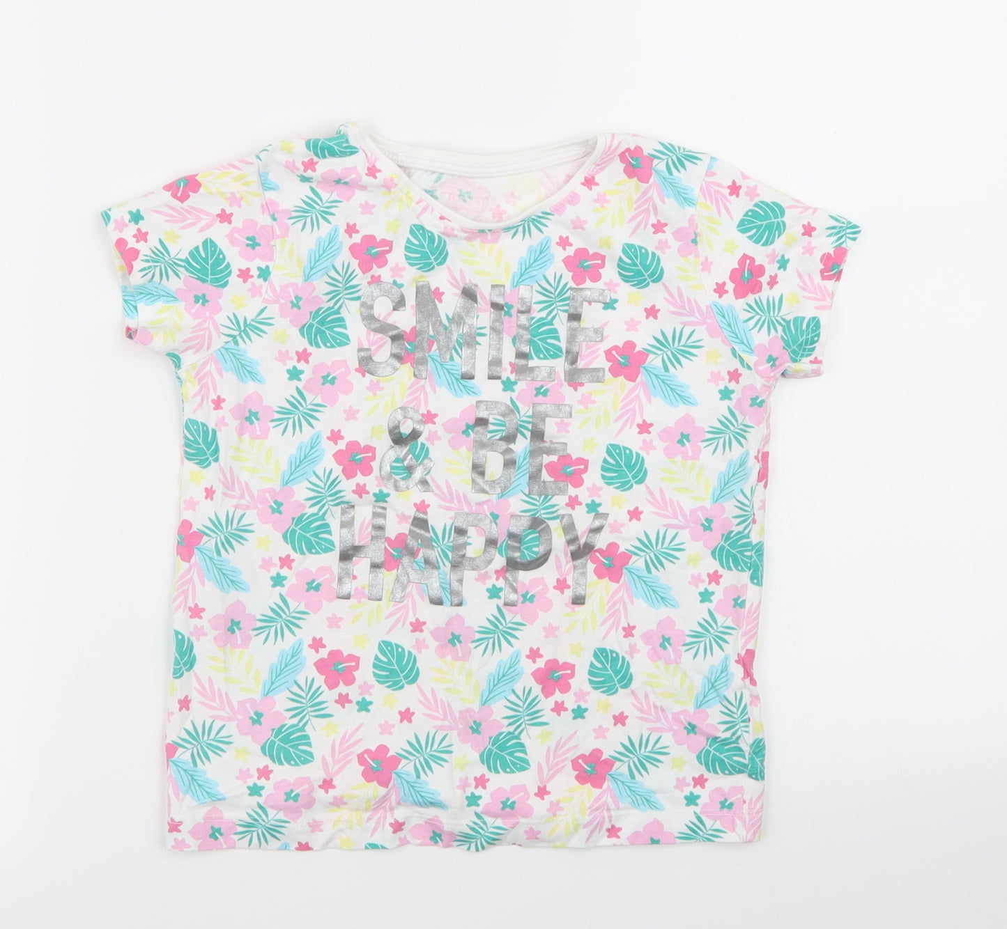 Primark Girls Multicoloured Floral  Basic T-Shirt Size 6-7 Years