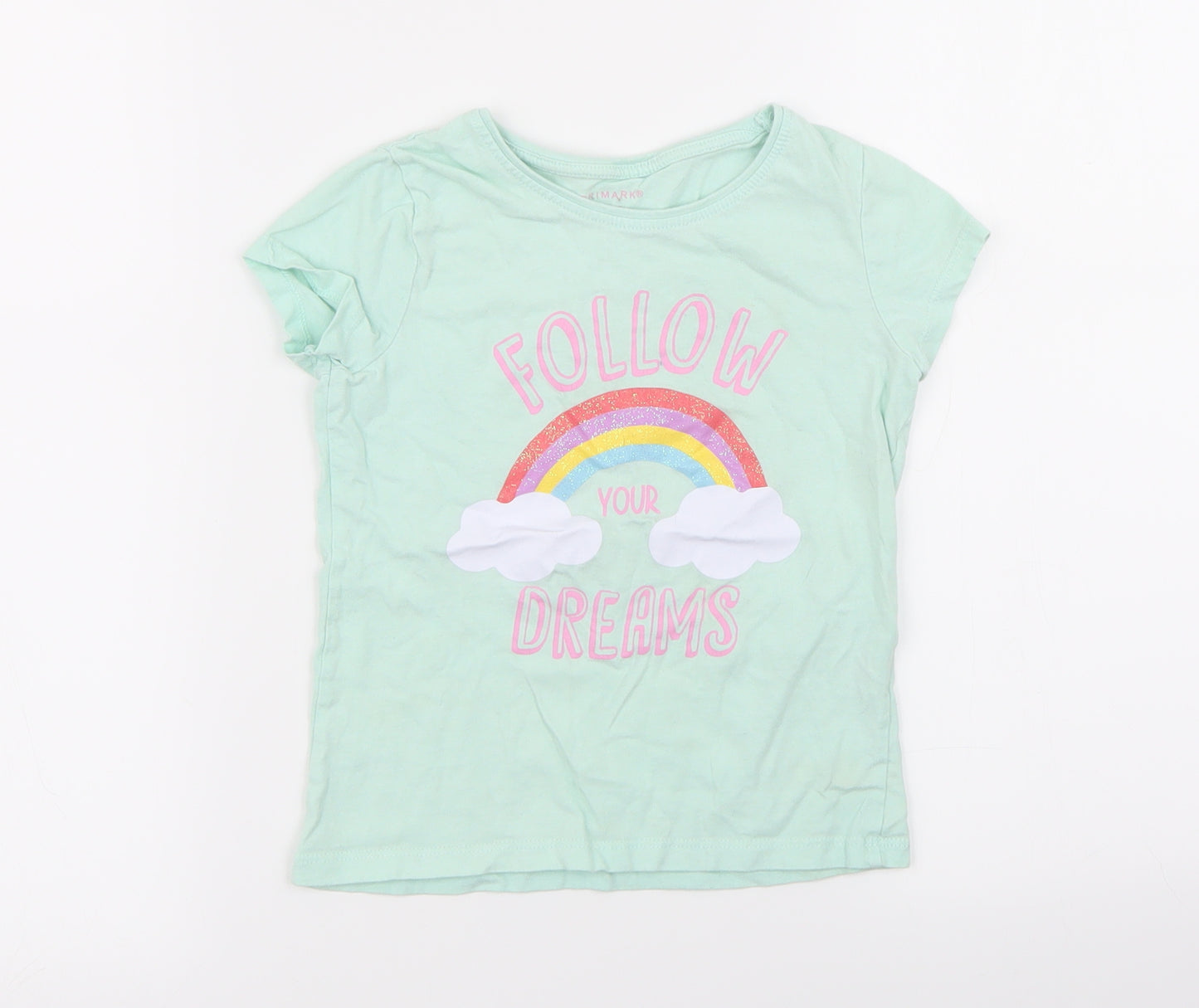 Primark Girls Green   Basic T-Shirt Size 5-6 Years