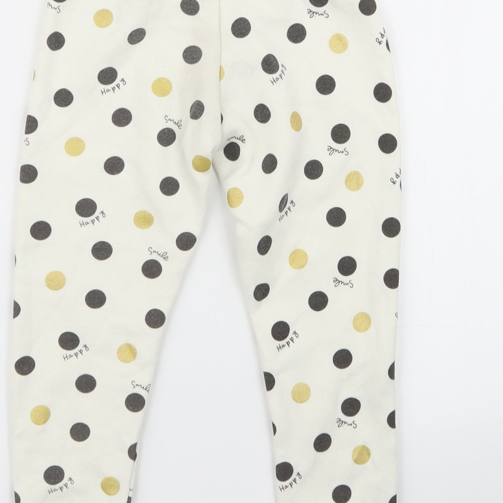 Primark Girls White Polka Dot  Jogger Trousers Size 2 Years