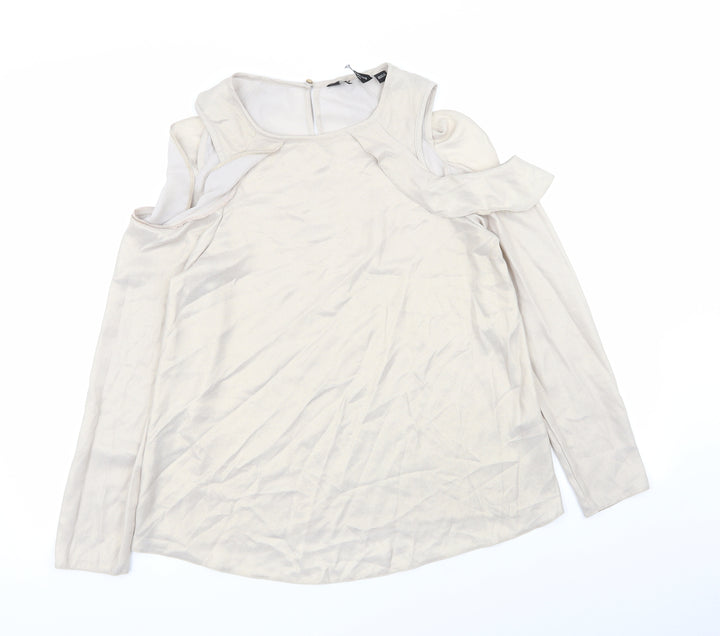 Dorothy Perkins Womens Beige   Basic Blouse Size 8