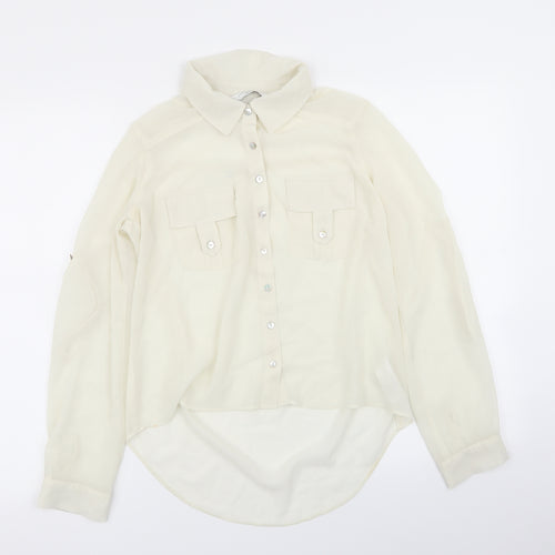 New Look Womens Ivory   Basic Button-Up Size 8