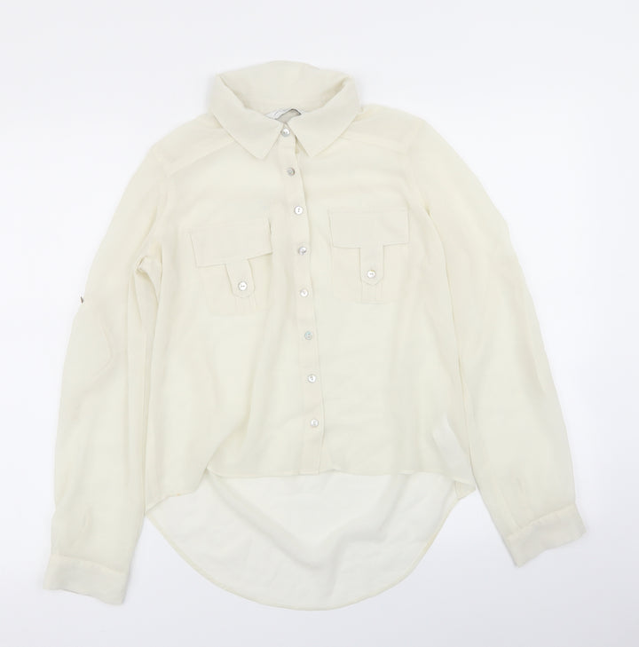 New Look Womens Ivory   Basic Button-Up Size 8
