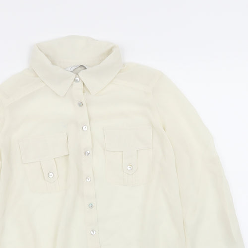 New Look Womens Ivory   Basic Button-Up Size 8