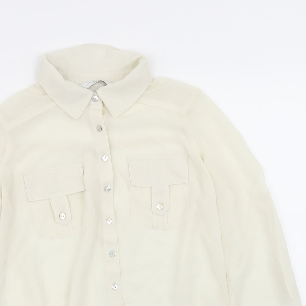 New Look Womens Ivory   Basic Button-Up Size 8