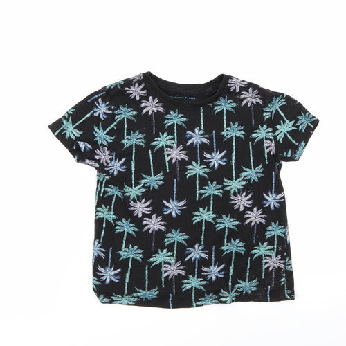 Primark Boys Black Floral  Basic T-Shirt Size 4-5 Years