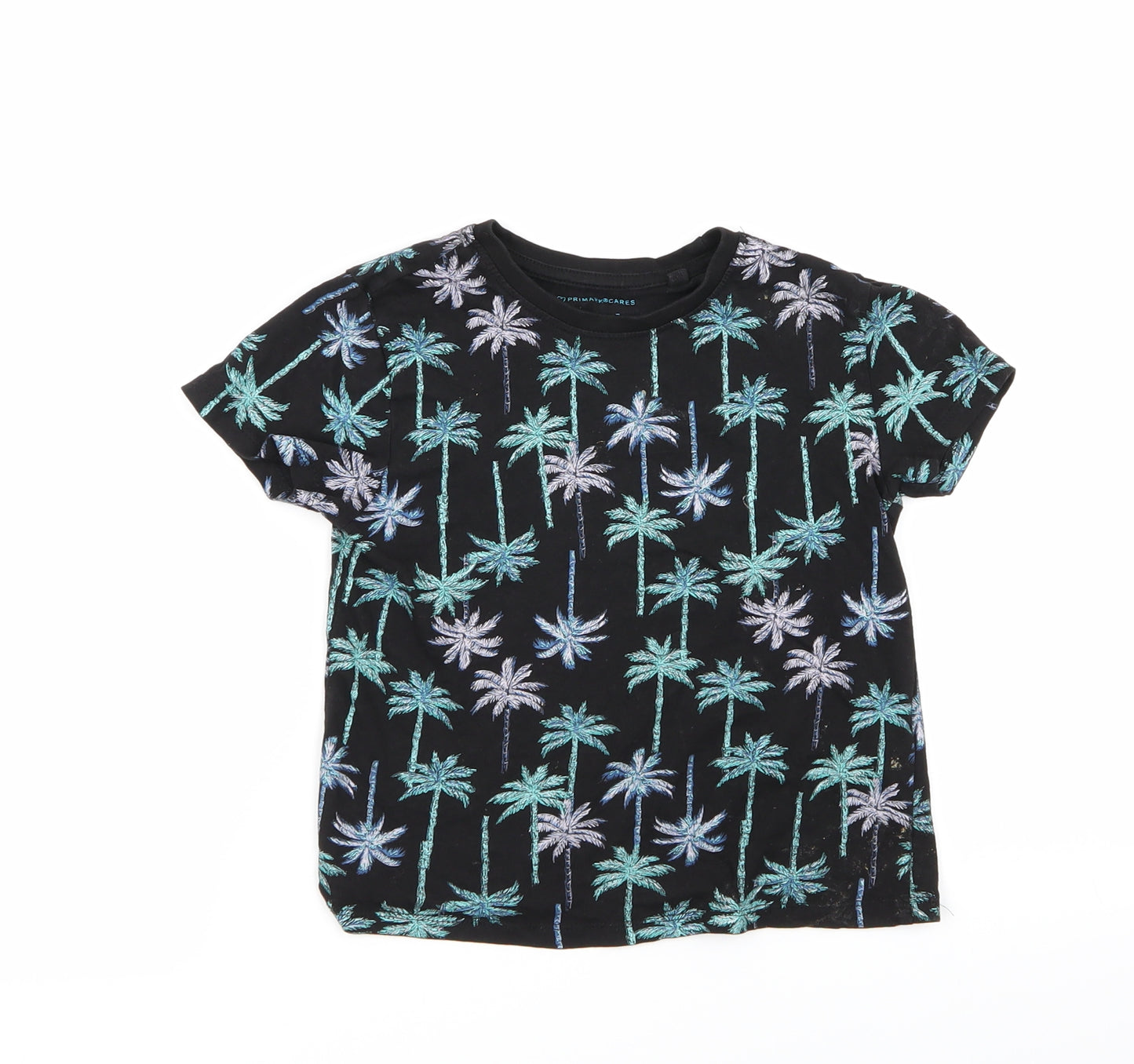 Primark Boys Black Floral  Basic T-Shirt Size 4-5 Years
