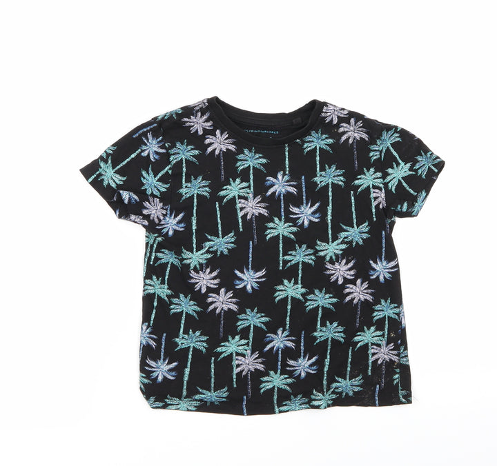 Primark Boys Black Floral  Basic T-Shirt Size 4-5 Years