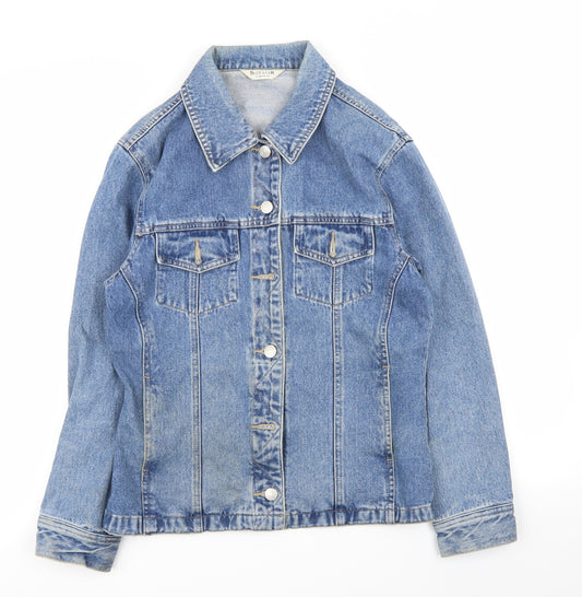 Front view of Blue Star women’s blue jacket, size UK 12
