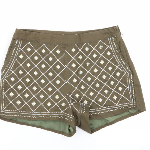 jubylee Womens Brown Geometric  Hot Pants Shorts Size M