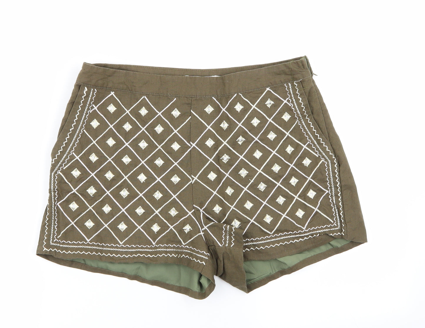 jubylee Womens Brown Geometric  Hot Pants Shorts Size M