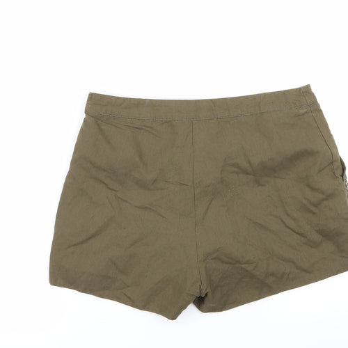 jubylee Womens Brown Geometric  Hot Pants Shorts Size M