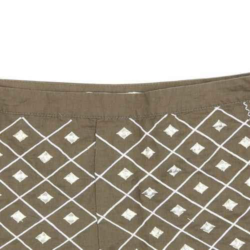jubylee Womens Brown Geometric  Hot Pants Shorts Size M