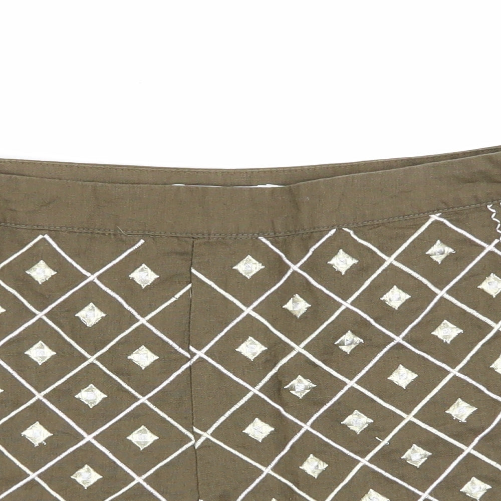 jubylee Womens Brown Geometric  Hot Pants Shorts Size M