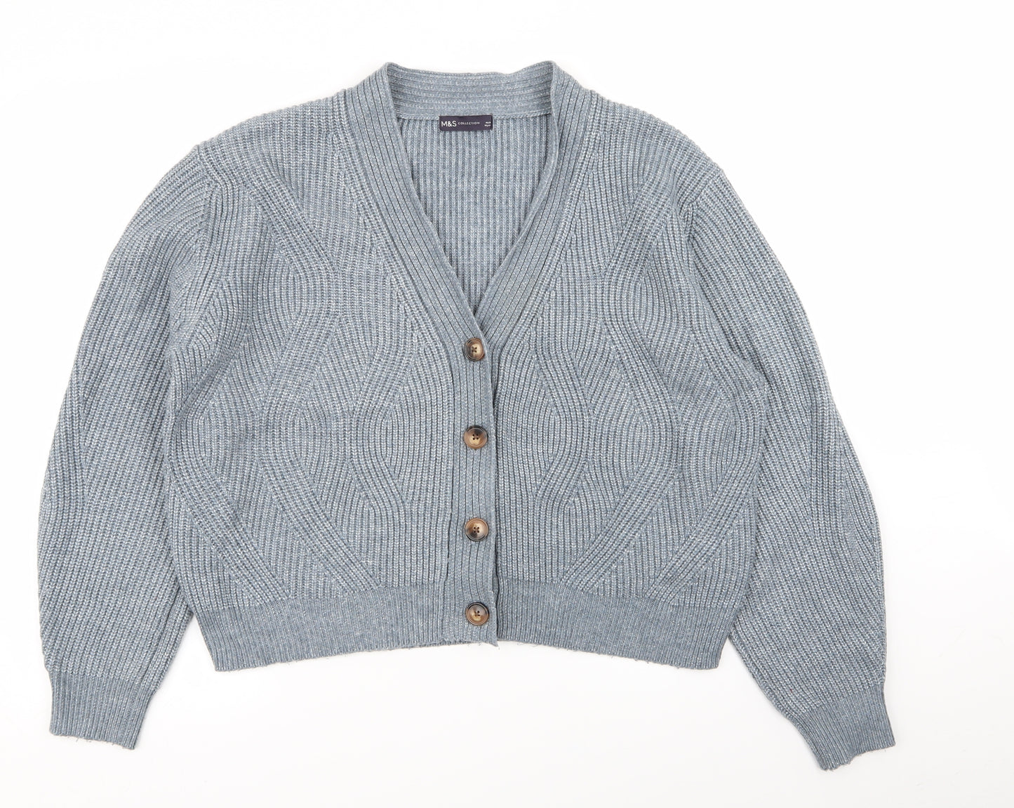 M&S Womens Blue   Cardigan Jumper Size L