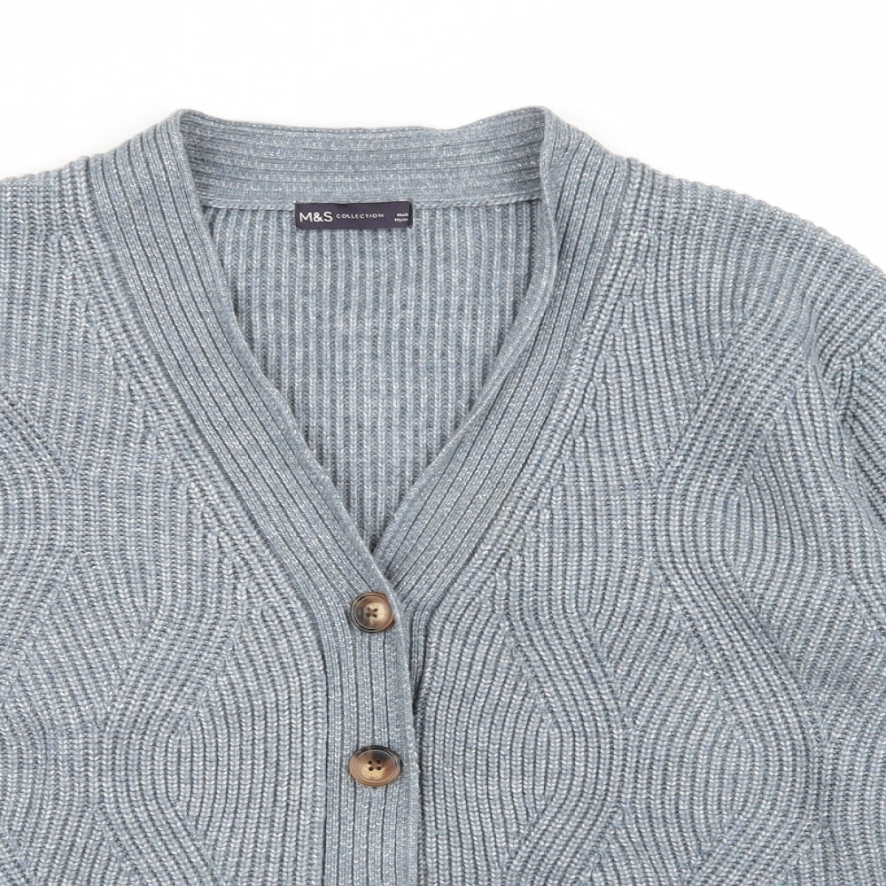 M&S Womens Blue   Cardigan Jumper Size L
