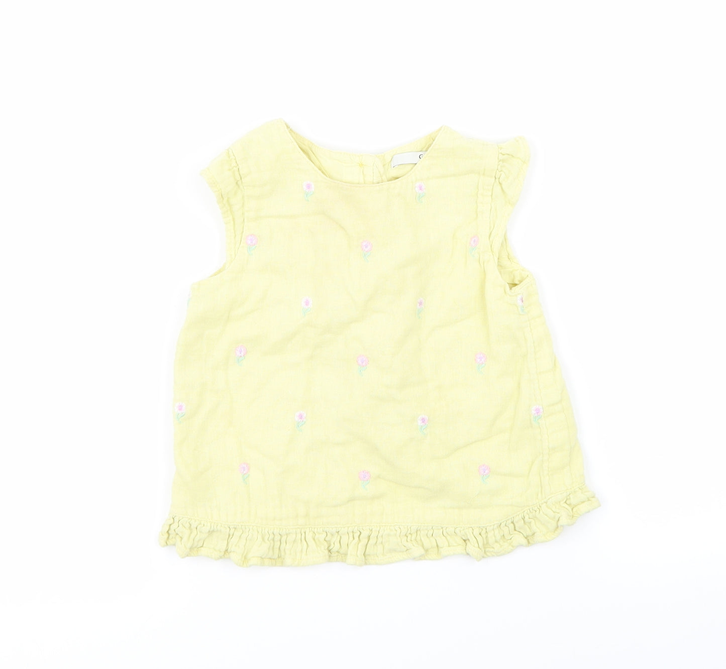 Asda George Girls Yellow Floral  Basic Blouse Size 2-3 Years