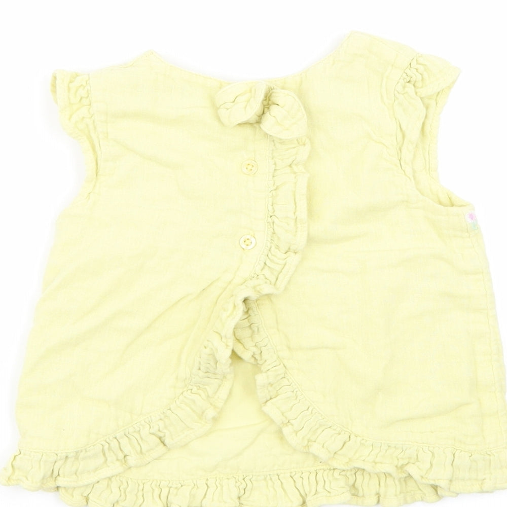 Asda George Girls Yellow Floral  Basic Blouse Size 2-3 Years