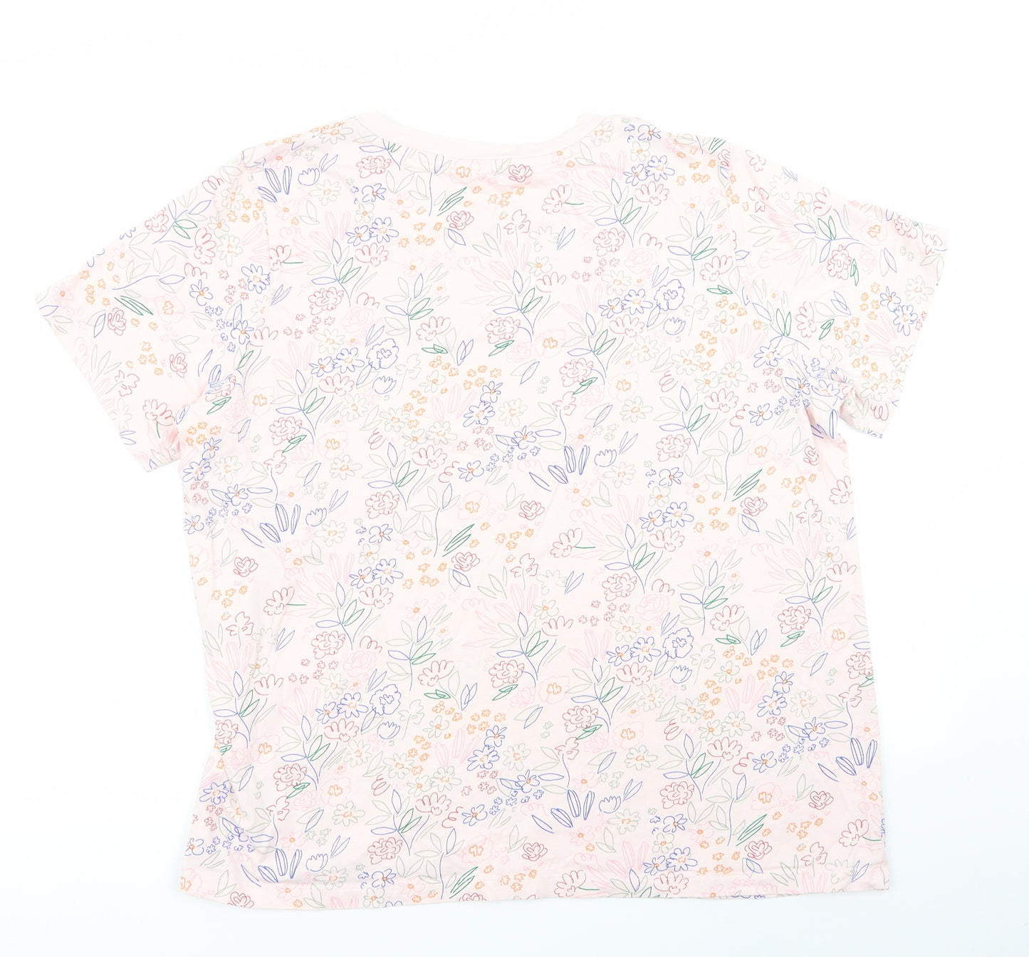 M&S Womens Pink Floral  Basic T-Shirt Size 18