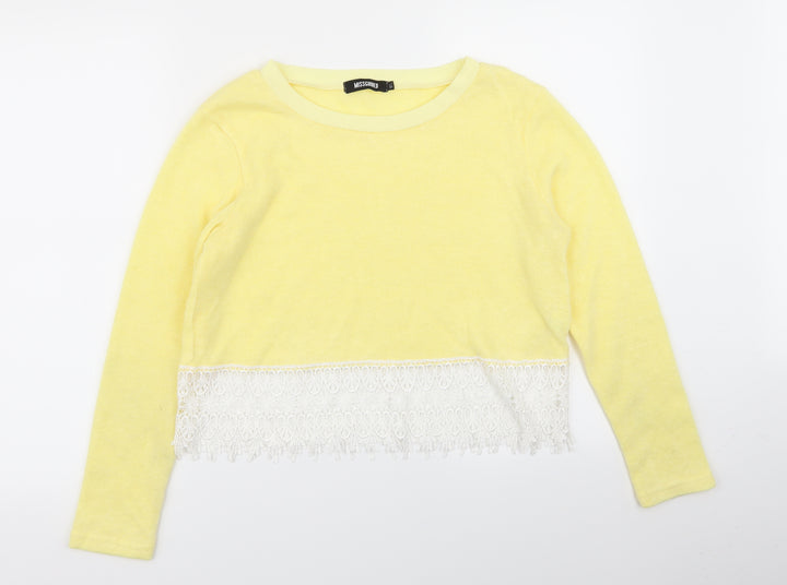 Missguided Womens Yellow Geometric Pullover Jumper Size M