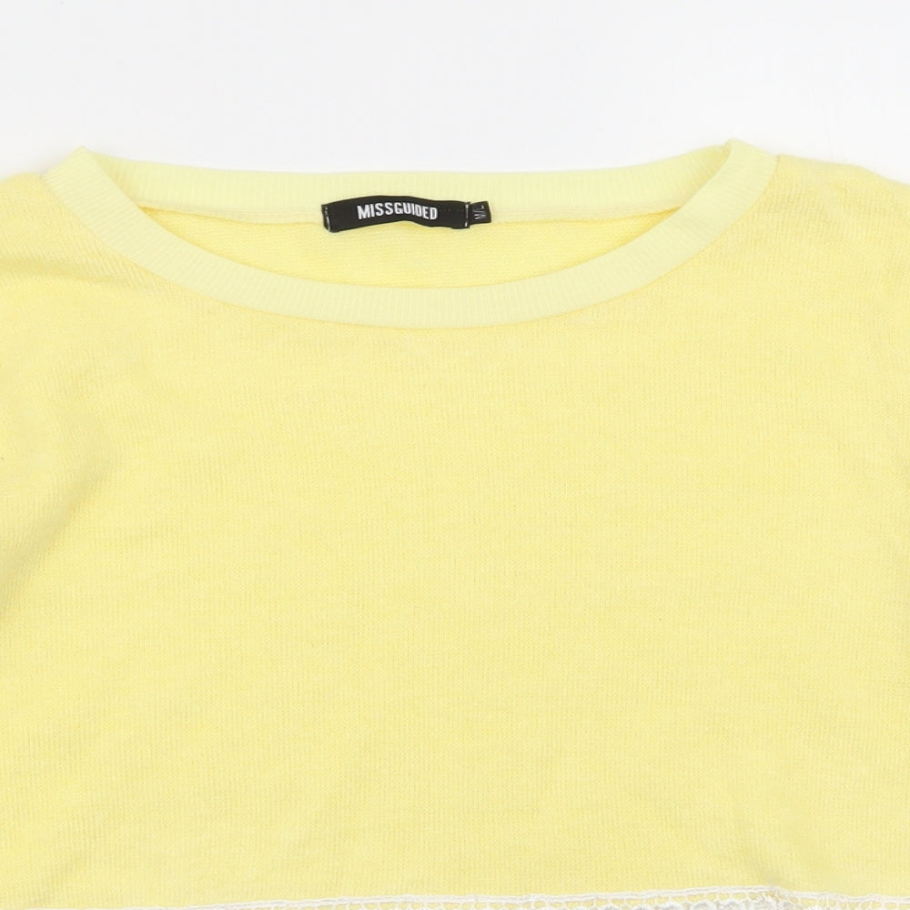 Missguided Womens Yellow Geometric  Pullover Jumper Size M