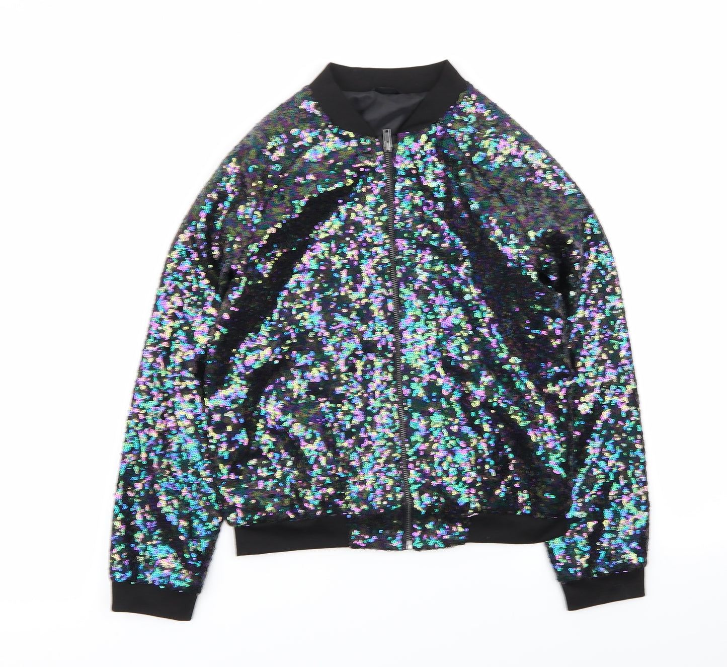 Nutmeg Girls Multicoloured   Full Zip Jumper Size 10-11 Years  - Sequins all over