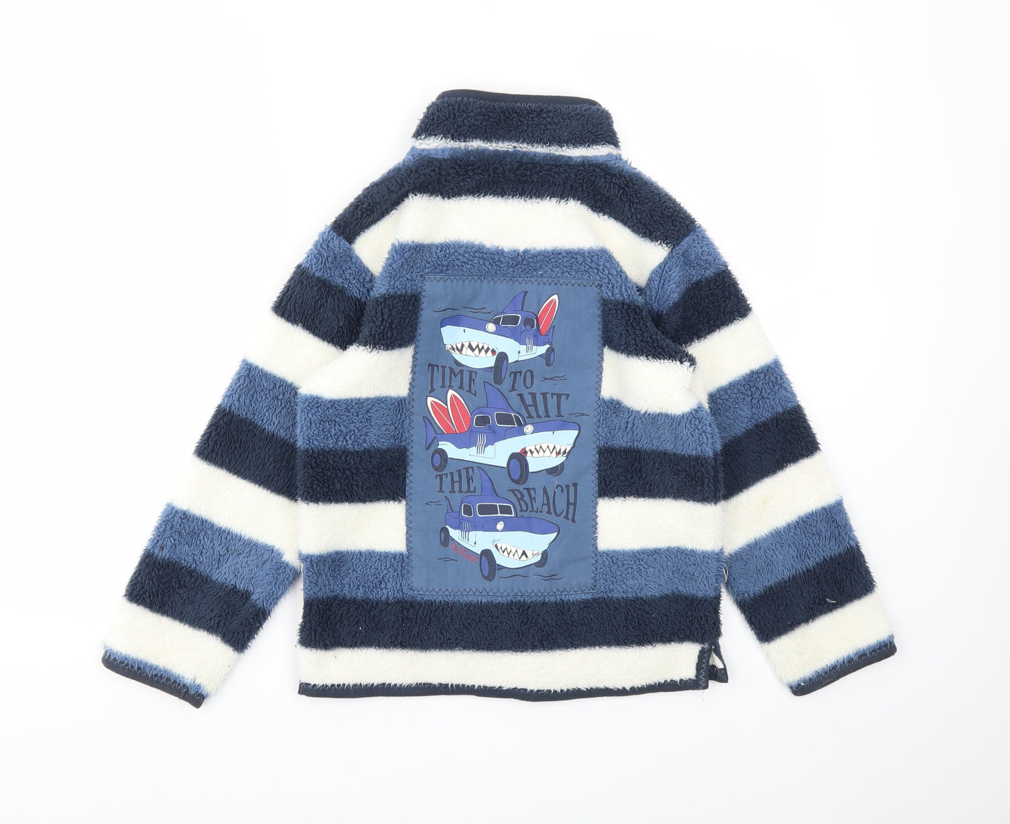 Fat Face Boys Blue Striped  Pullover Jumper Size 8-9 Years
