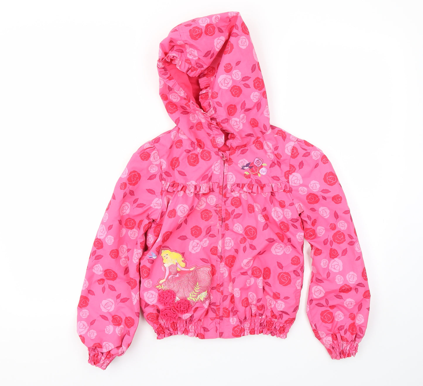 Disney Girls Pink Floral  Basic Coat Coat Size 7-8 Years