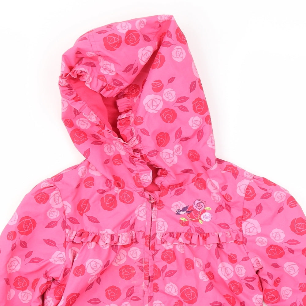 Disney Girls Pink Floral  Basic Coat Coat Size 7-8 Years