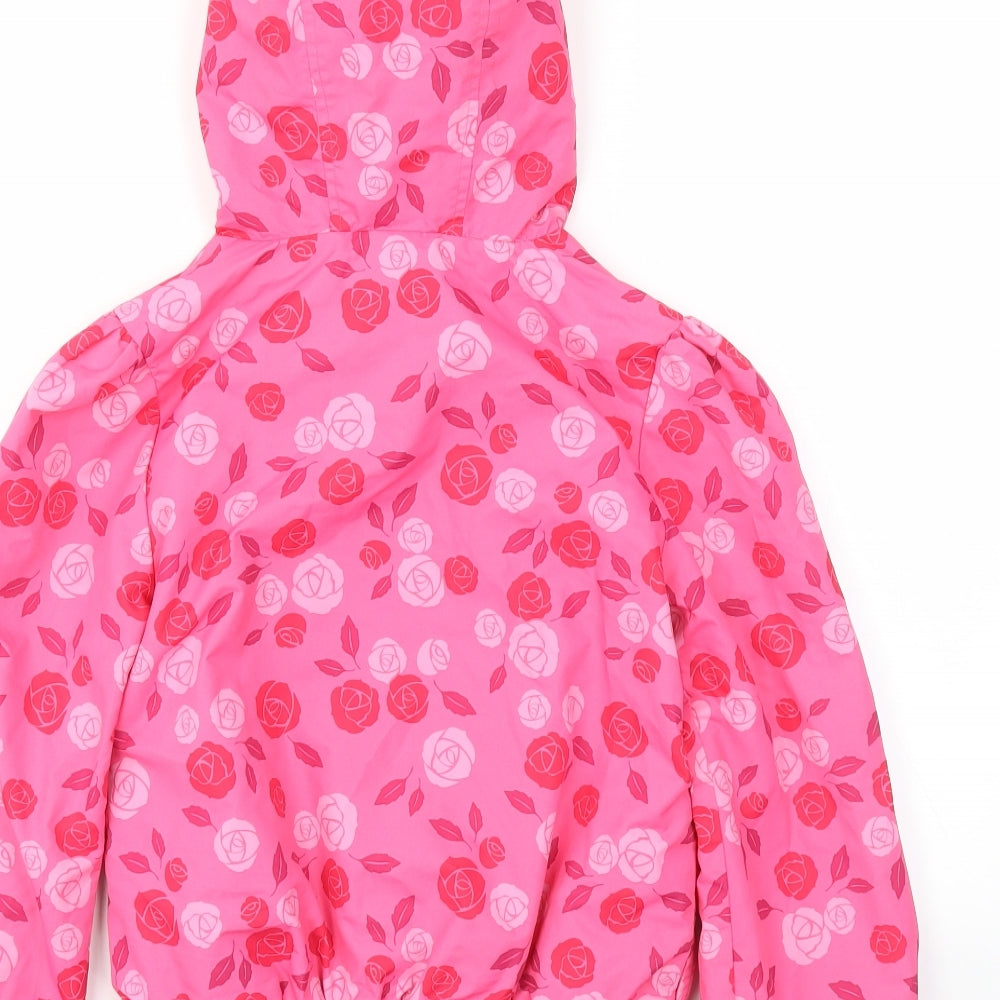 Disney Girls Pink Floral  Basic Coat Coat Size 7-8 Years