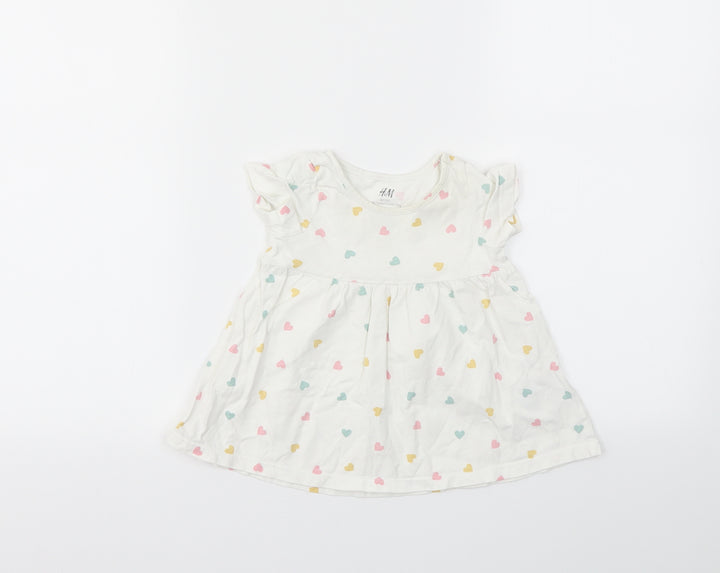 H&M Girls Multicoloured Geometric  Basic T-Shirt Size 3-6 Months