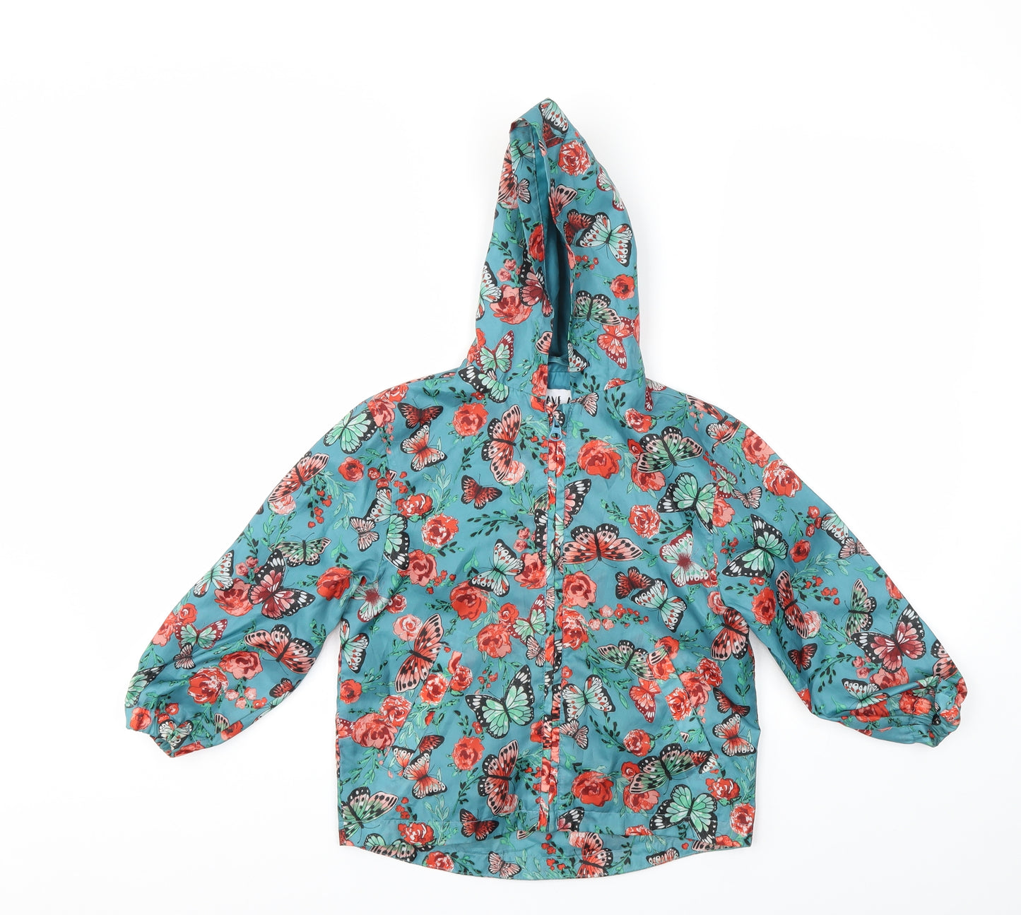 TU Girls Green Floral  Basic Coat Coat Size 3-4 Years