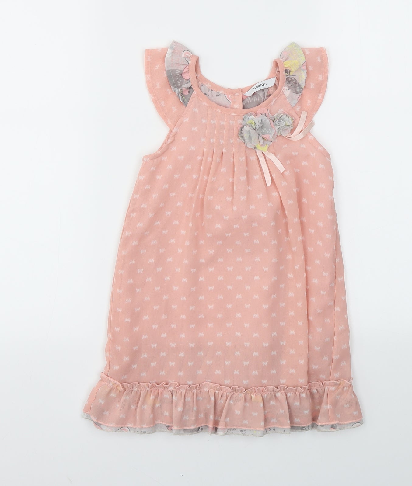 George Girls Pink Floral  Fit & Flare  Size 3-4 Years