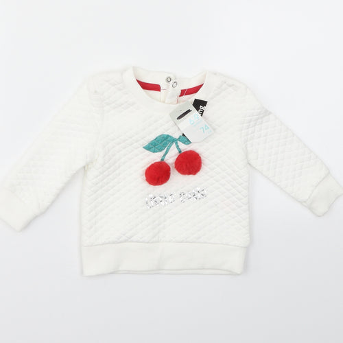 Primark Girls White   Pullover Jumper Size 6-9 Months