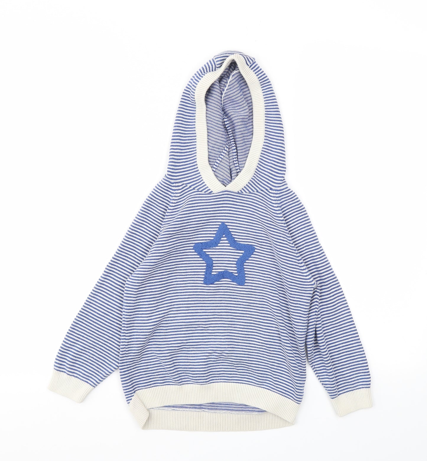 NEXT Boys Blue Striped  Pullover Hoodie Size 3-4 Years
