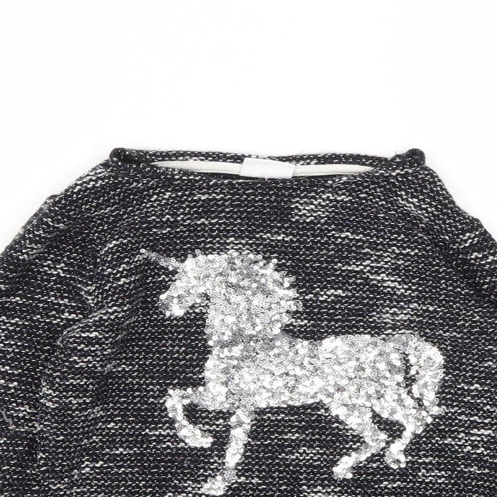 F&F Girls Black   Pullover Jumper Size 6-7 Years