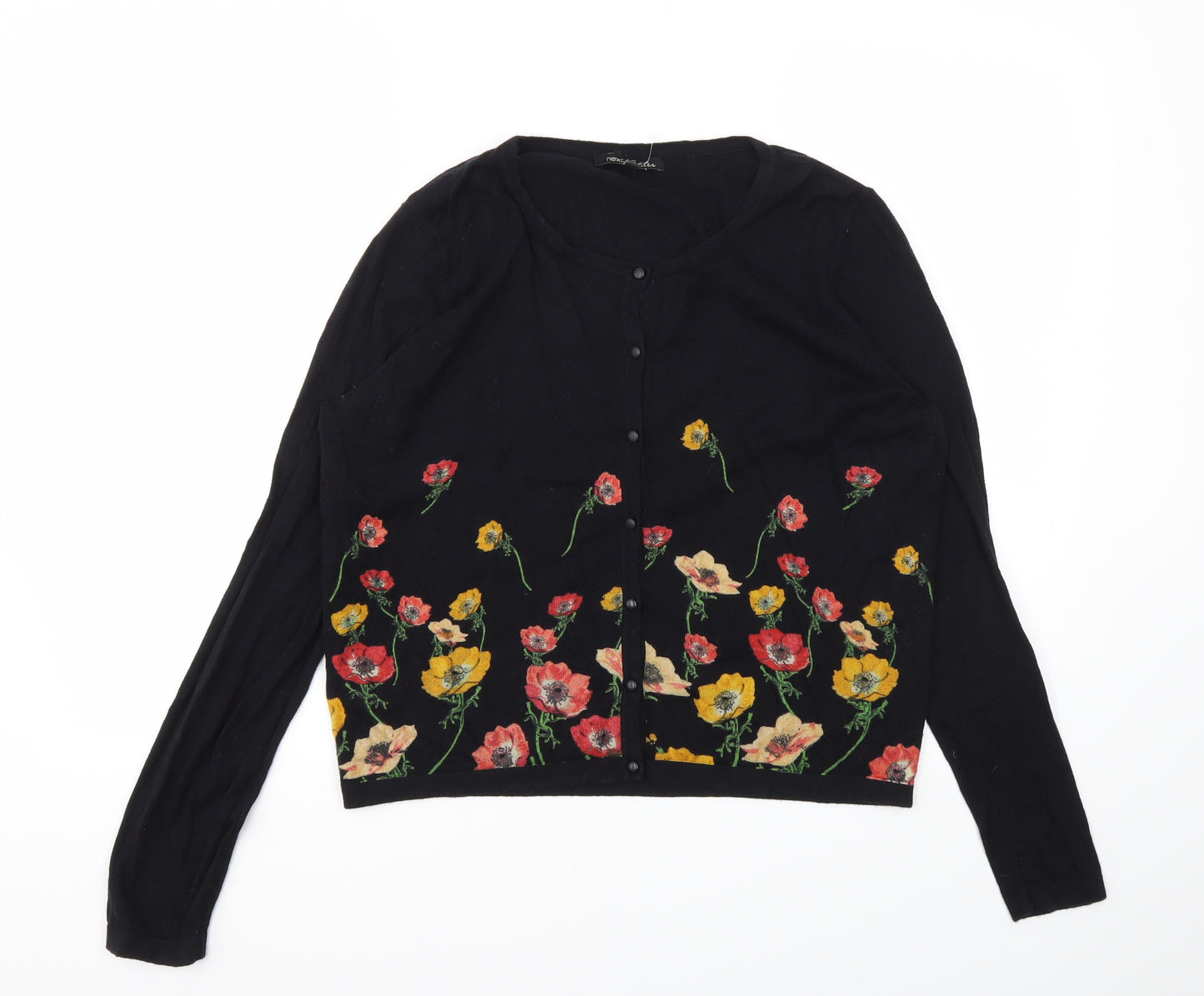 NEXT Womens Black Floral  Cardigan Jumper Size 14