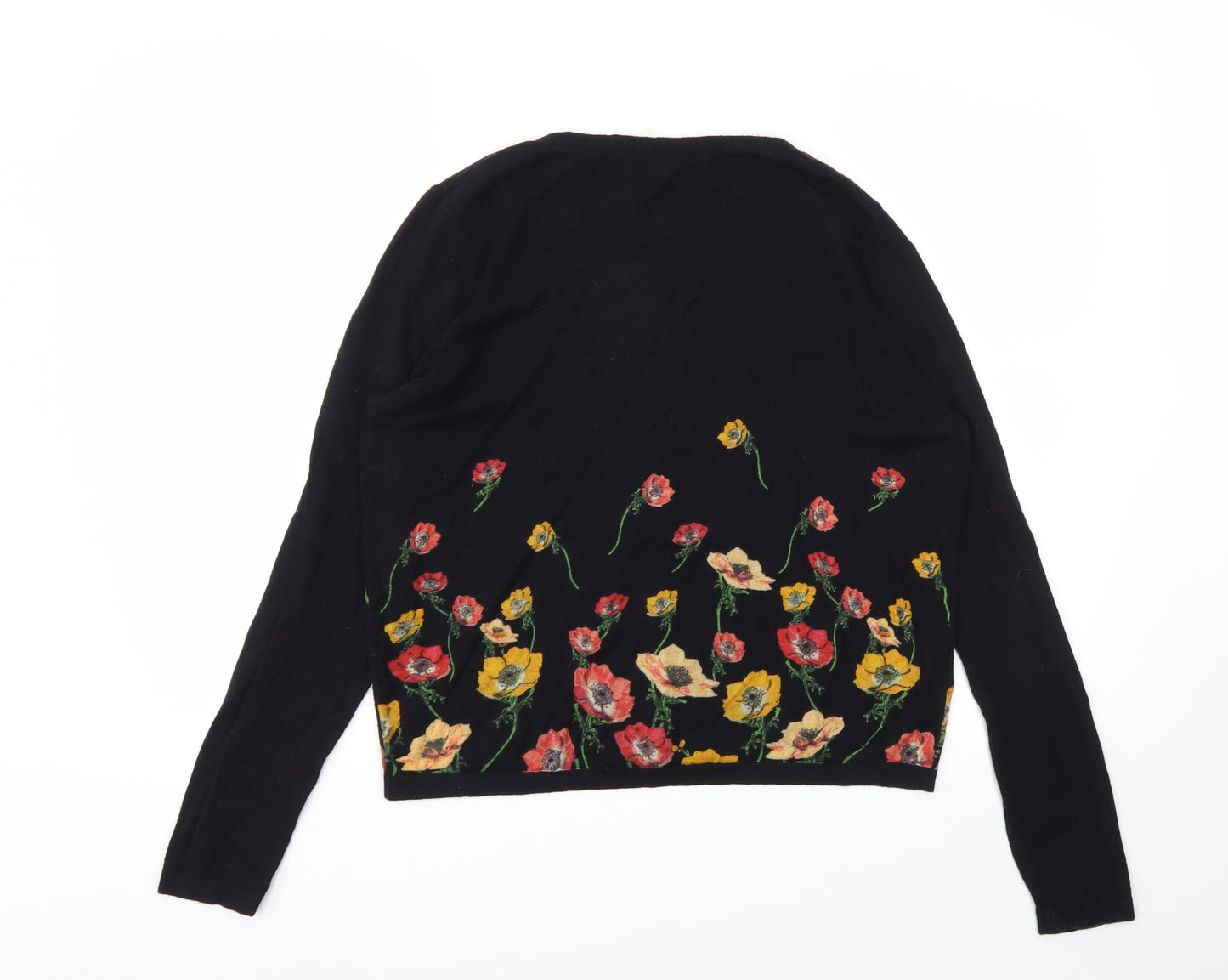 NEXT Womens Black Floral  Cardigan Jumper Size 14